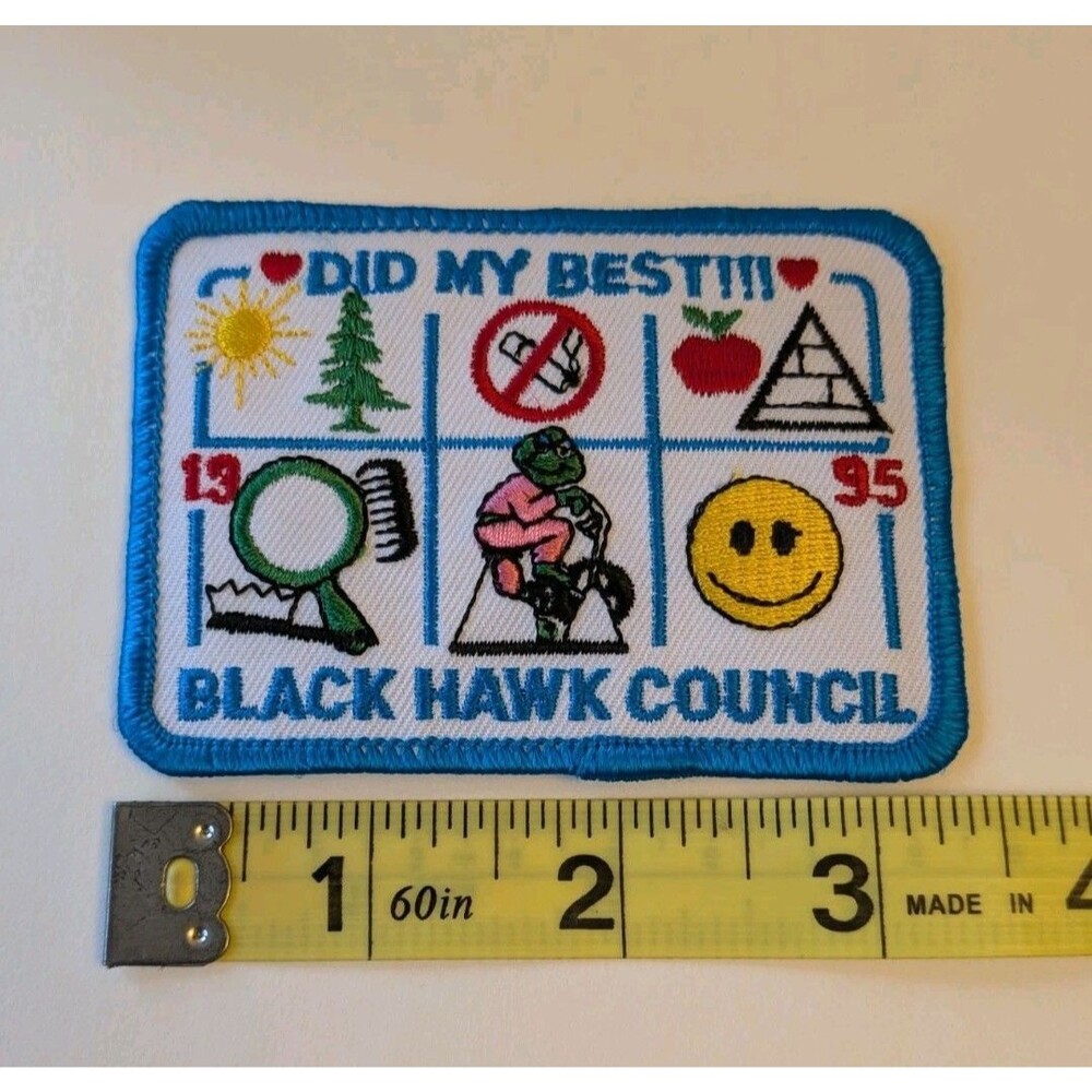 Vtg 1995 Girl Scouts Black Hawk Council DID MY BEST Patch Badge Wisconsin